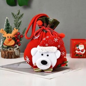 437 - BEAR CHRISTMAS FLEECE HANDLE GIFT BAG‎